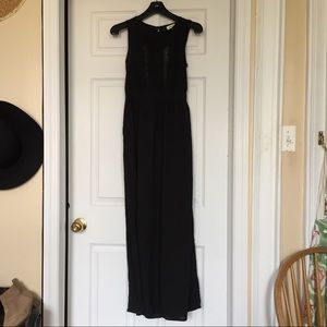 Monteau black maxi dress with lace top, never worn